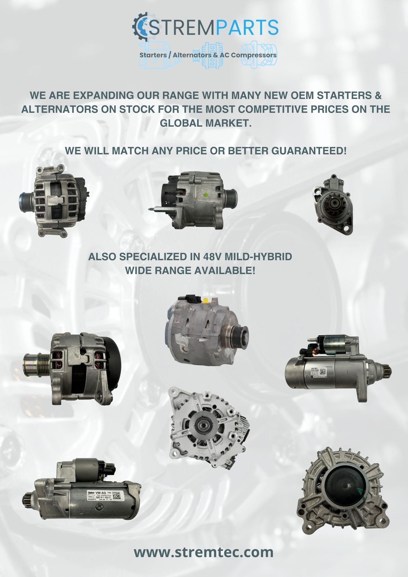 New OEM starts and altenators